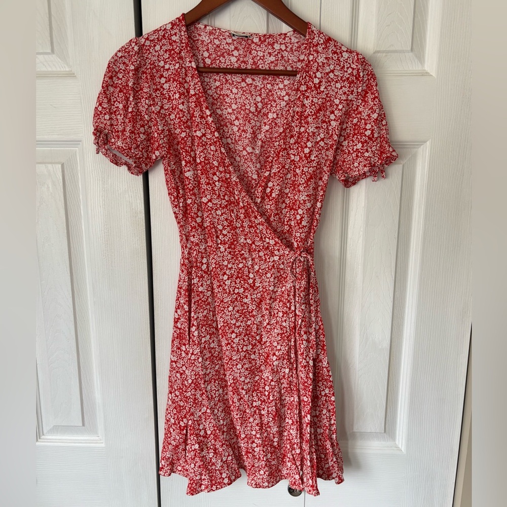 Collection Pimkie Red and White Speckled Wrap Mini Dress Size Small